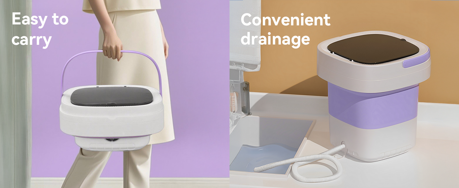 Portable Washing Machine,16L Small Washer with Spin Drainage Basket, 3 Modes Deep Cleaning Suitable for Underwear, Socks, Baby Clothes, Foldable Design Ideal for Apartments, Hotels, RV 24 Portable Washing Machine