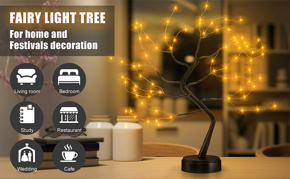 Auniq Twig Tree Christmas Tree with Lights 60cm/2FT Table Top Christmas Mini Tree with 48 Warm