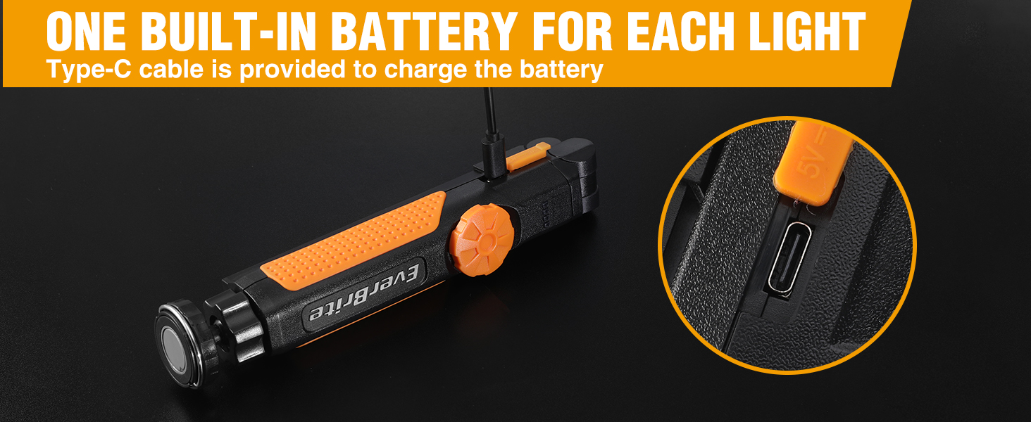 Type-C cable is provided to charge the battery