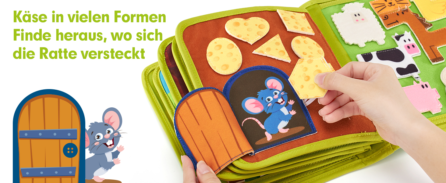 hahaland Quiet Book mit Bauernhof Thema,20 in 1 Busy Board aus Weichem