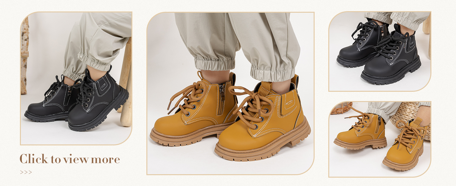 Boys Girls High Top Leather Ankle Boots