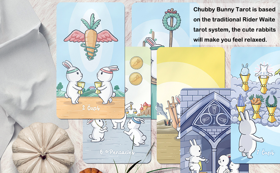 Chubby Bunny Tarot is based on the traditional Rider Waite tarot system