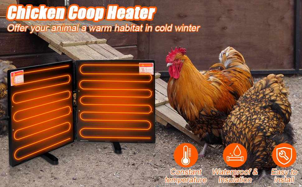 Keltne Foldable Chicken Coop Heater for Winter, 240W Waterproof Safe