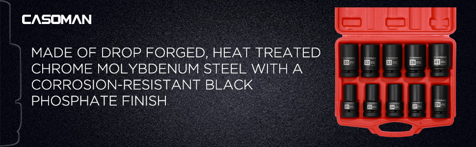 Made of drop forged, heat treated chrome molybdenum steel with a corrosion-resistant black phosphate