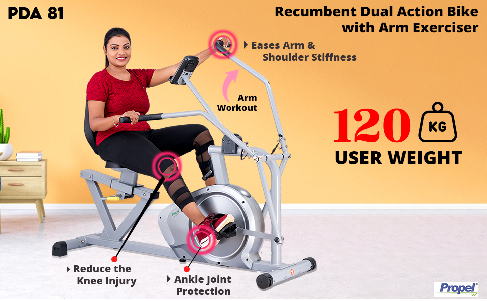 recumbent bike with arm exerciser, full-body low-impact workout stationary bike for seniors