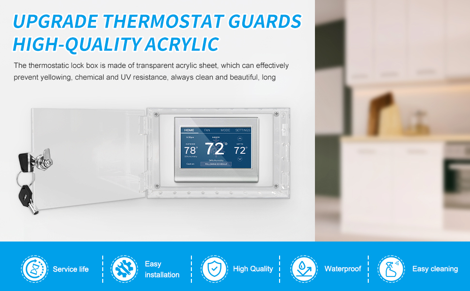 KETAN Universal Thermostat Lock Box with Key,Clear Large Thermostat