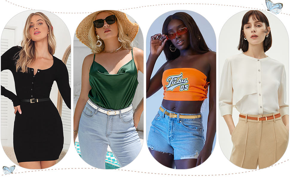 women skinny leather belt