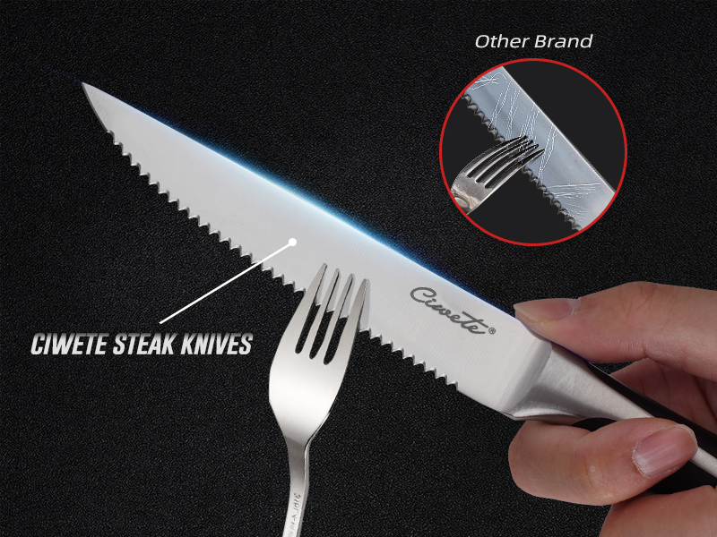 ciwete Serrated Steak Knives Set of 8, 4" Upgrade 3RC13