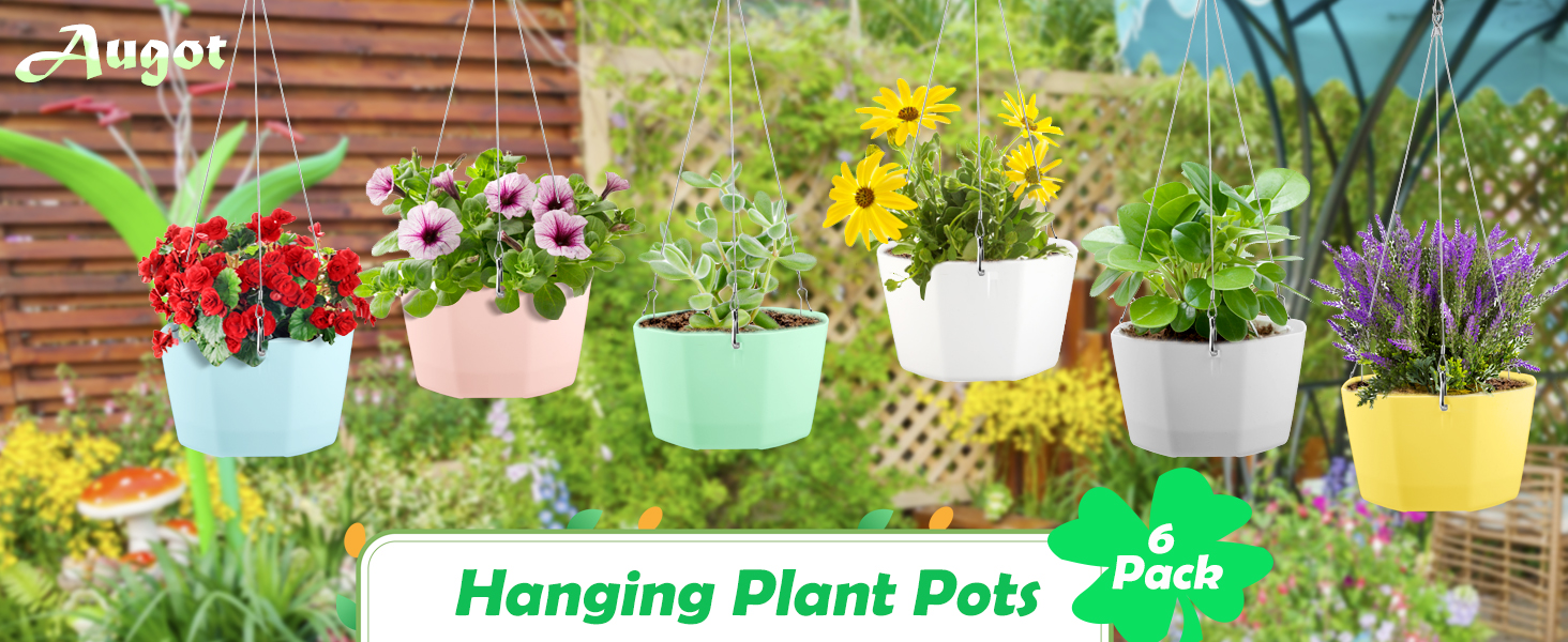 Augot Hanging Plant Pots, 6 Packs Macrame Plant Hanger with