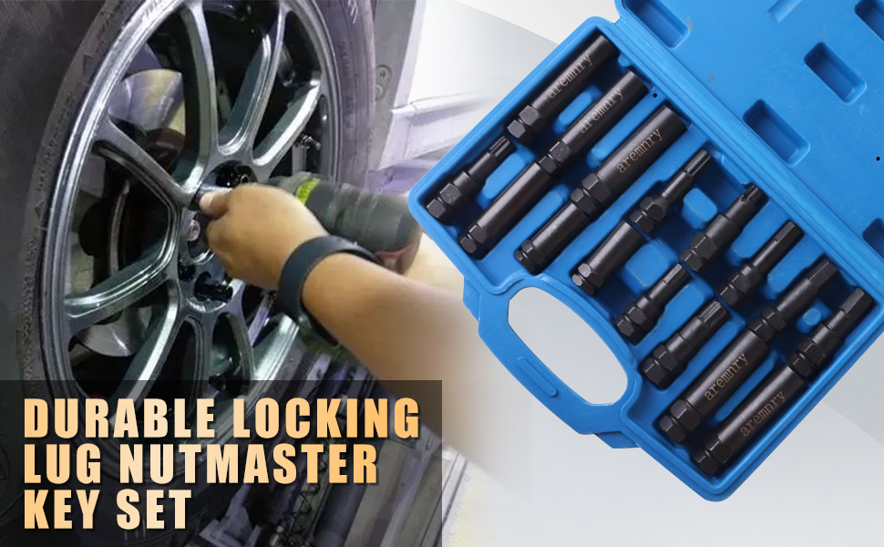 aremnry 16Piece Locking Lug Nut Master Key Set Wheel Lock
