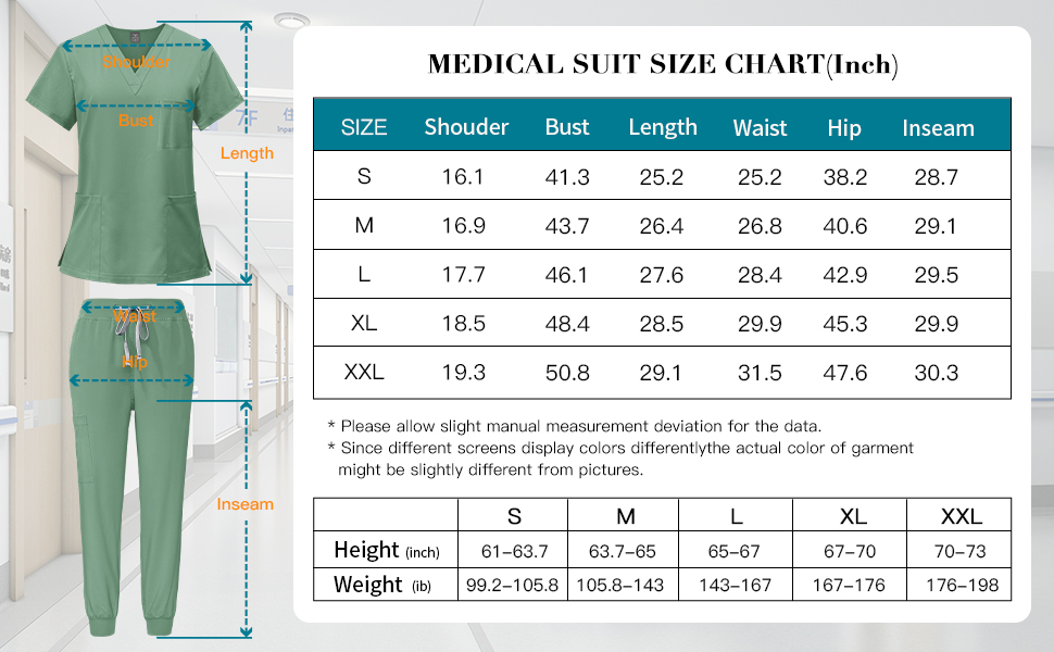 VIAOLI Scrubs for Women Set Classic VNeck Top and Yoga