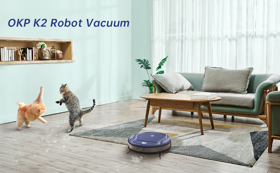 OKP Life K2 Robot Vacuum Cleaner, Mini Robot Vacuums Ultrathin 2000Pa