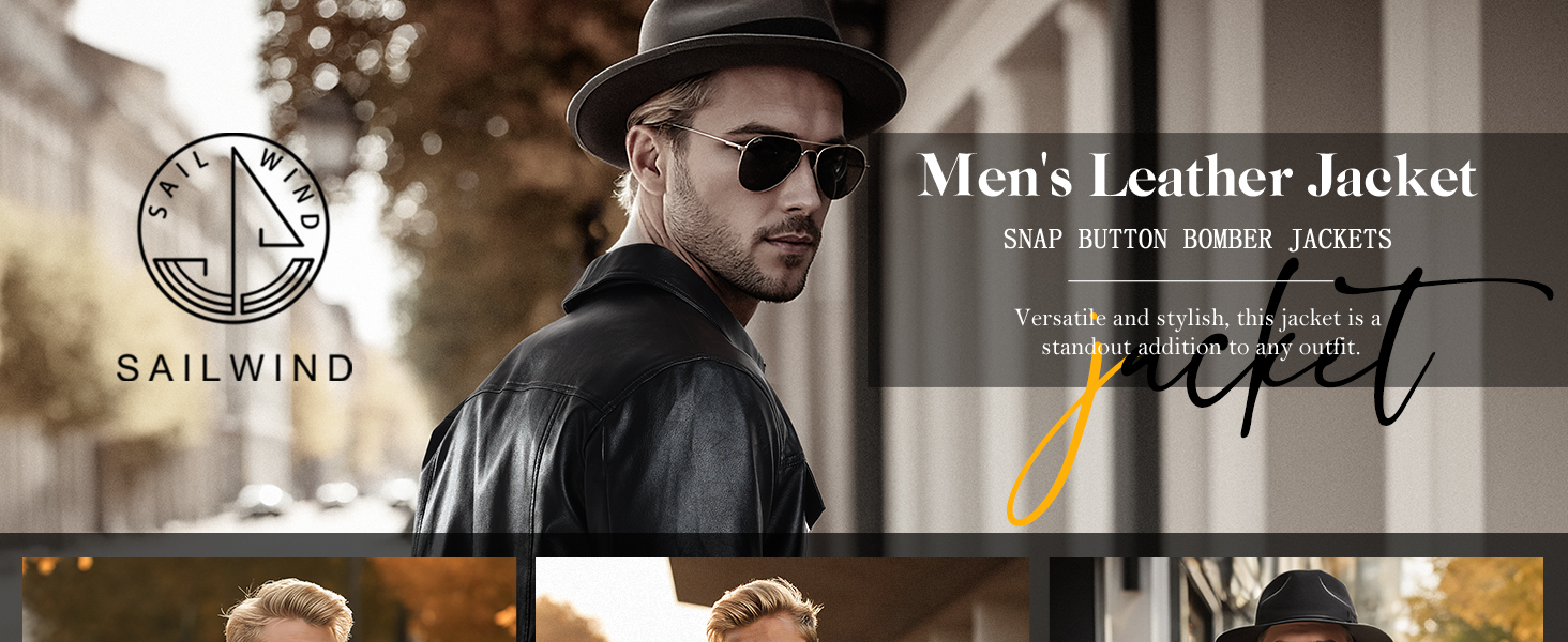 Lässig Bomber Kunstleder Übergangsjacke Jacke Outdoorjacke für herren Herbst Winter lederjacke
