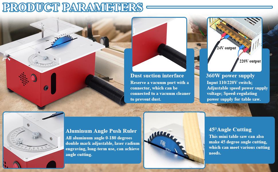 MXBAOHENG Mini Table Saw Portable Precision Table Saws 360W Circular
