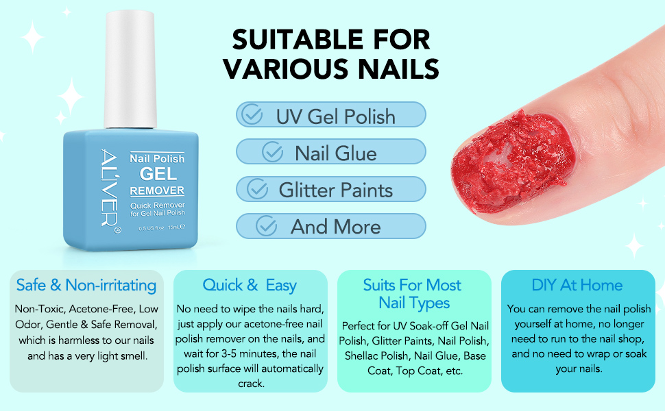 2 Pack Gel Nail Polish Remover, Professional Remove Gel Nail Polish