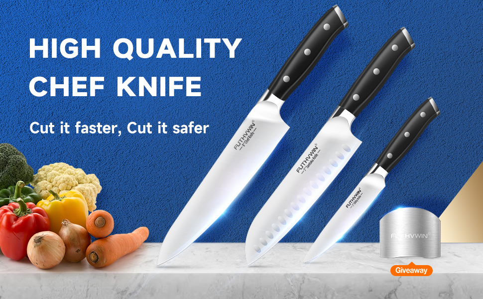 FUTHVWIN Kitchen Knives 3PCS Ultra Sharp Chef Knives