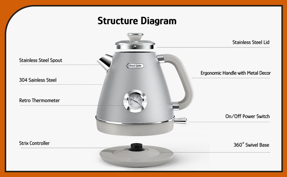 Hazel Quinn Retro Electric Kettle 1.7 Liters / 57.5