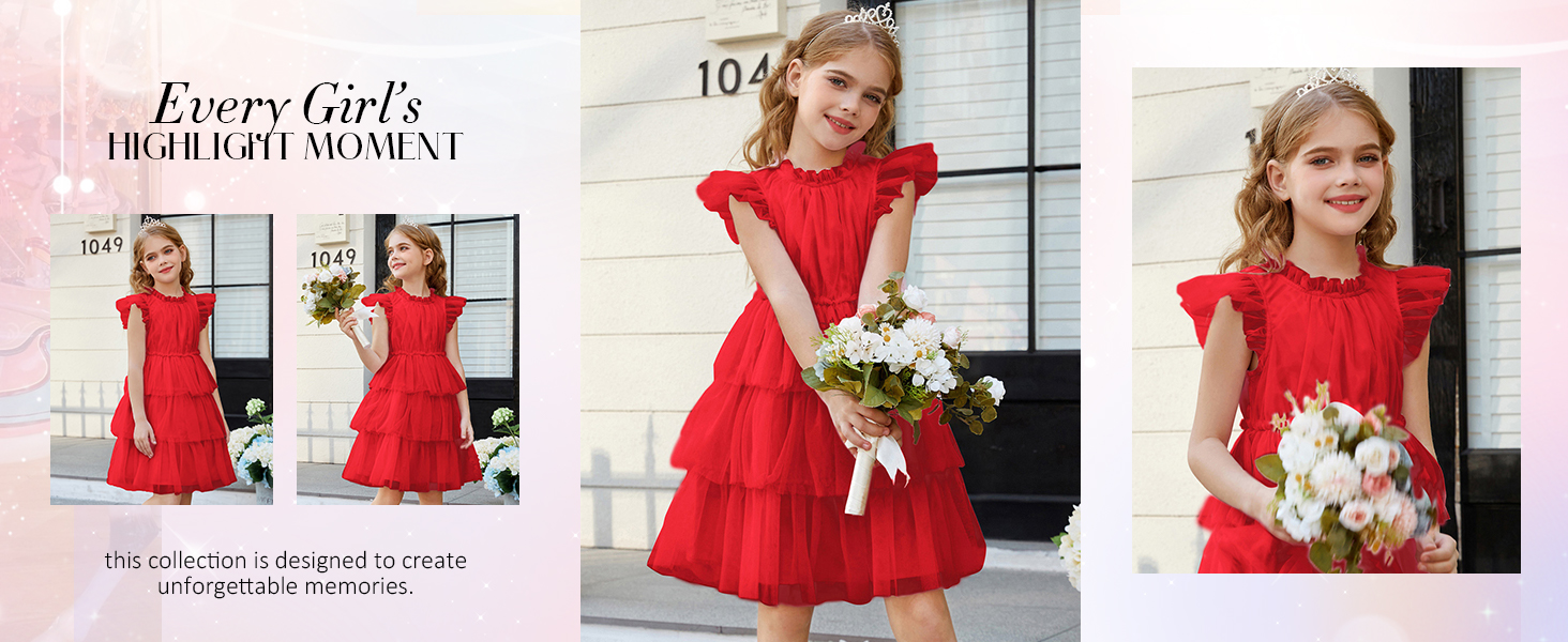 This girls summer party elegant dress have four colors choice