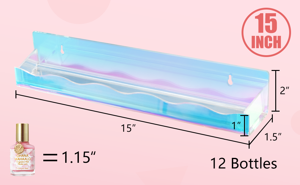 iridescent shelves acrylic nail polish organizer glitter , nail polish display case for wall