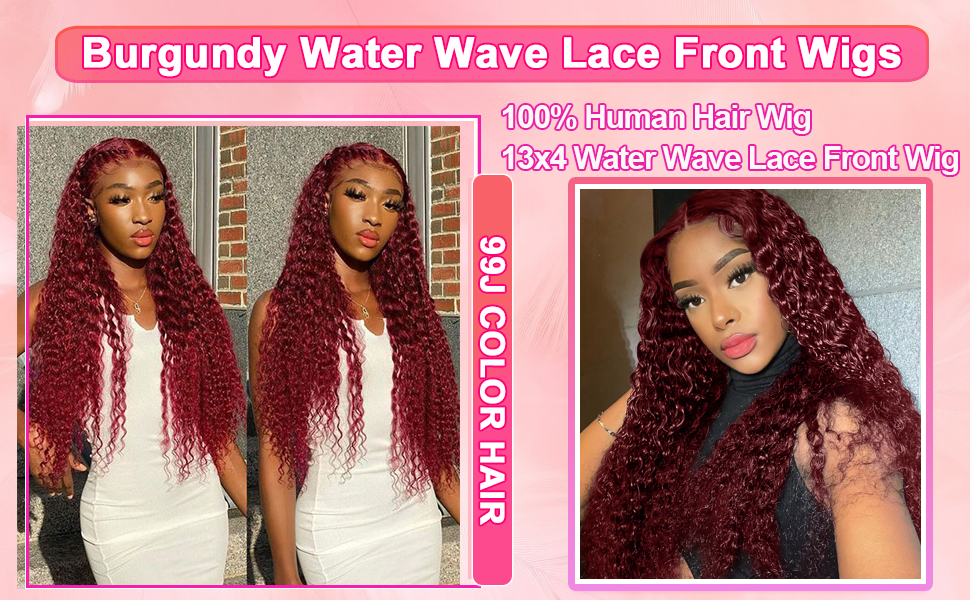 Amazon.com : ALSZIQIHR 99J Burgundy Water Wave Lace Front