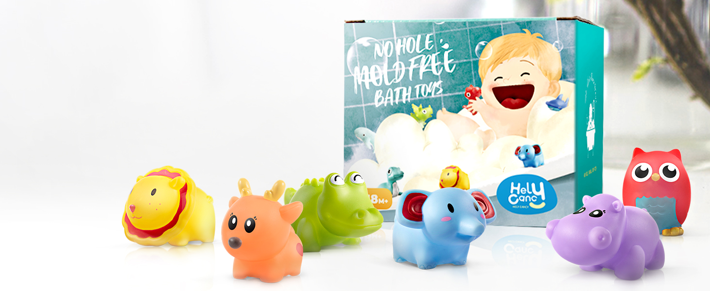 Mold Free Infant Bath Toys for 1 Year Old No Hole Animal