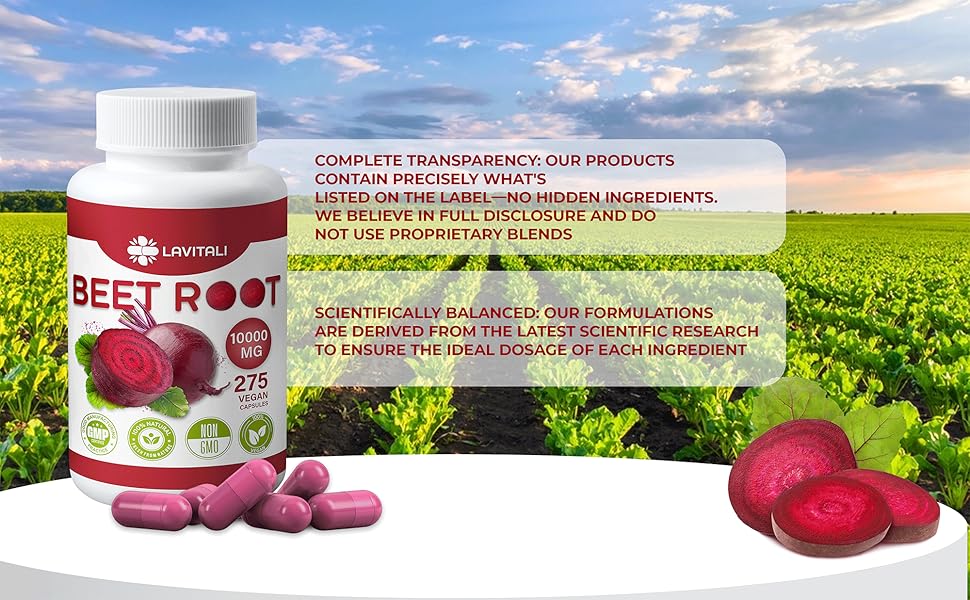 LaVitali 275 Beet Root Extract Capsules, 1000mg per Serving