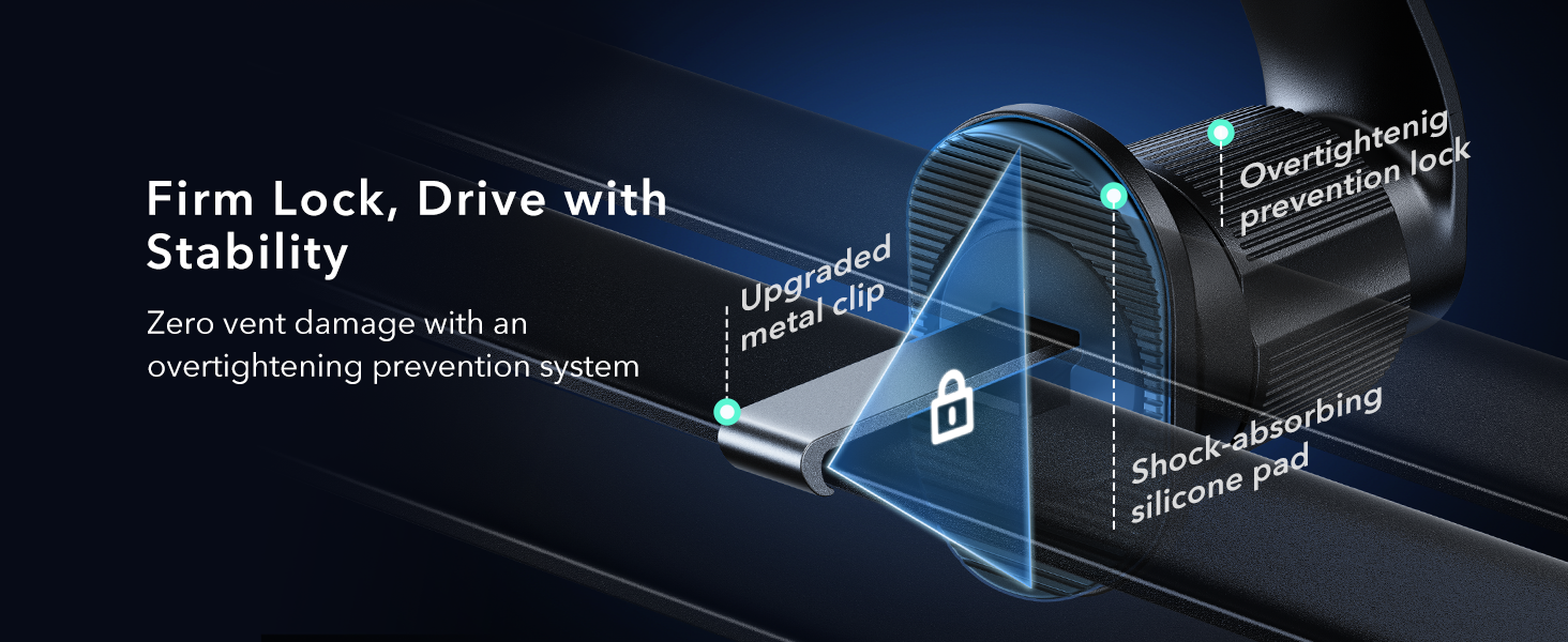 ESR OmniLock Qi2.2 Certified 25W MagSafe Car Mount Charger with CryoBoost, Phone Cooling MagSafe Car Charger, 360° Rotatable, Air Vent Magnetic Car Phone Holder for iPhone 17/16 with iOS 26, Black