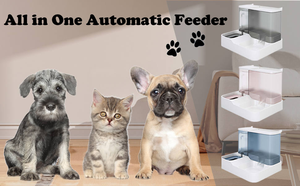 Pet Food Feeder and Water Dispensers Gravity Automatic for