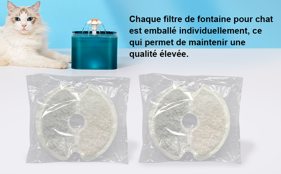 Filtre de Fontaine à Eau 6 Pièces, Yiupea Filtres de Rechange pour Fontaine de Chat 2L & 2.5L