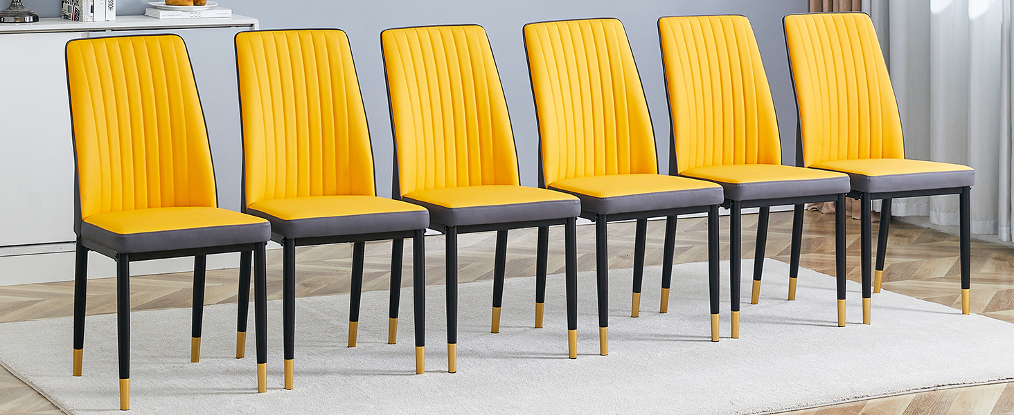 Modern Dining Chair Set of 6,6 Piece Kitchen Chairs Set,PU