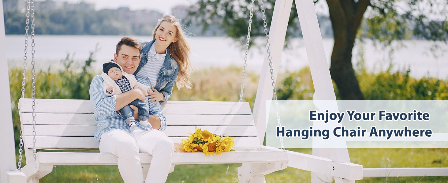 KOMUSMO 2 Pack Hanging Chair Chain with 4 Carabiners, 26in Stainless Steel Heavy Duty, 440LB Capacity, Playground Swing Set Hanging Kits Hardware for Hammock Swing Punching Bags Sandbag Boxing 12 porch swing hanging kit