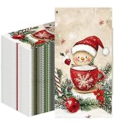 100-PK Christmas Paper Napkins Disposable: Guest Dinner Hand Towels, Xmas Themed Design for Table...