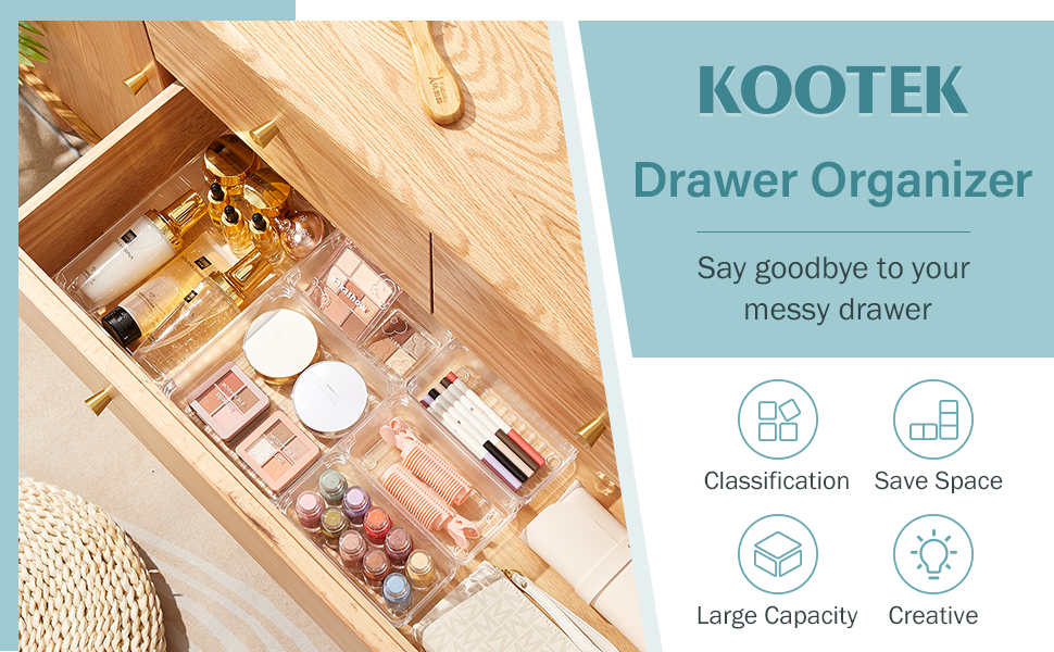 Kootek Desk Drawer Organizer Trays with 3Size Large Capacity
