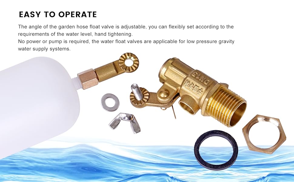 2 Pack 1/2 Inch Brass Float Ball Valve, Water Float Valve