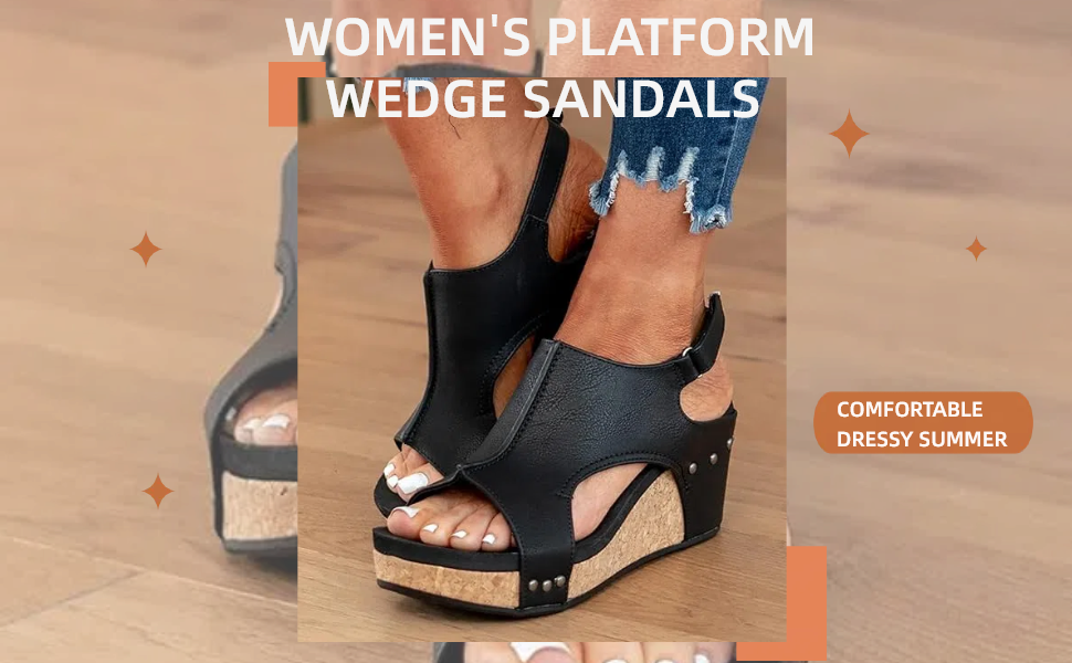Wide Width Platform Wedge Sandals For Women Summer Dressy
