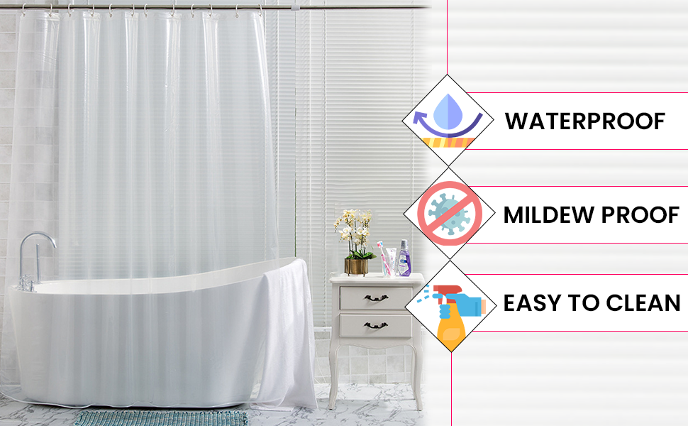 Trimming Shop PEVA Shower Curtains with Bottom Heavy Duty