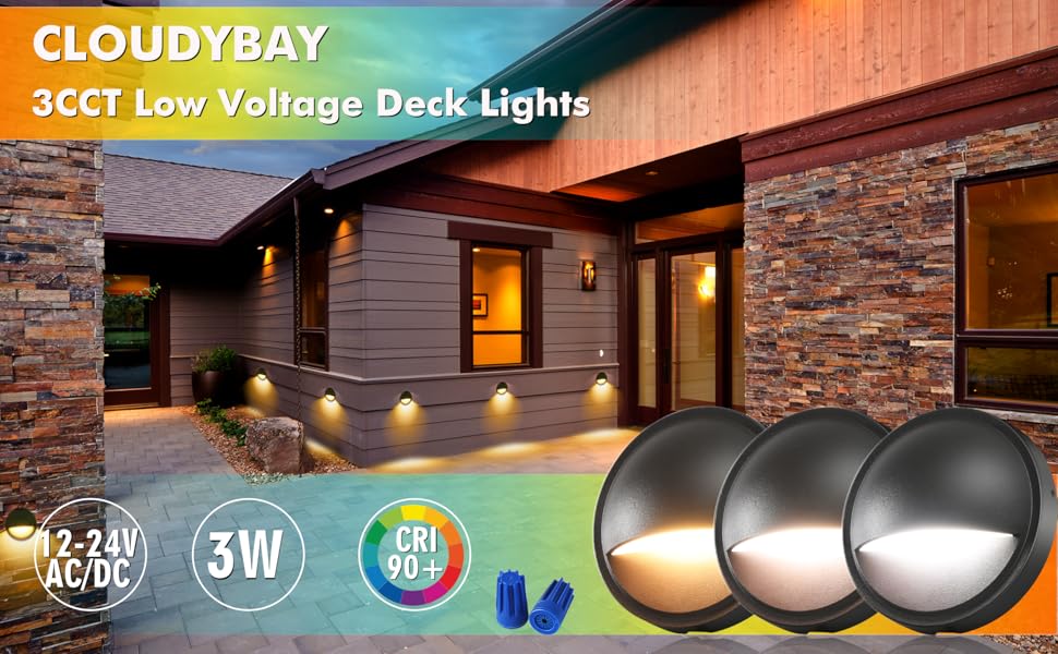 LED Deck Lights Outdoor,Landscape Step Stair Railing Fence Light Wired
