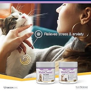 Wellichews Calming Chews For Dogs and Cats - Seperation Anxiety Relief for Dogs - Puppy, Small Dog & Cat Calming Treats for Chronic or Acute Anxiety & Behaviour Problems 11 relieves stress and anxiety