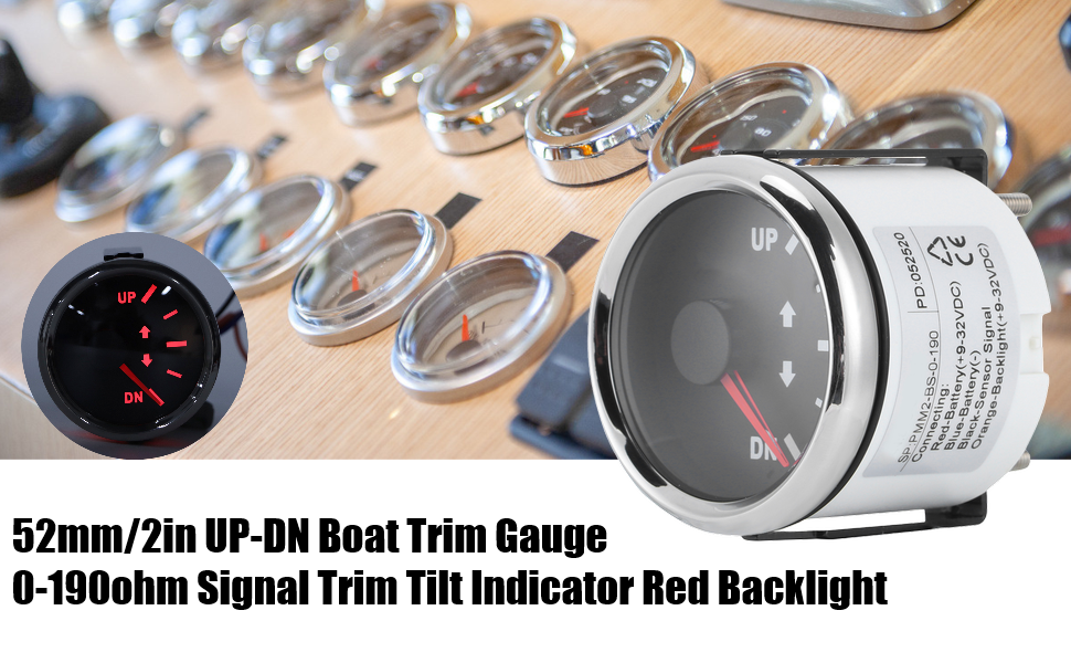 Acouto Boat Trim Gauge Kit 52mm/2in UPDN Marine Boat Trim