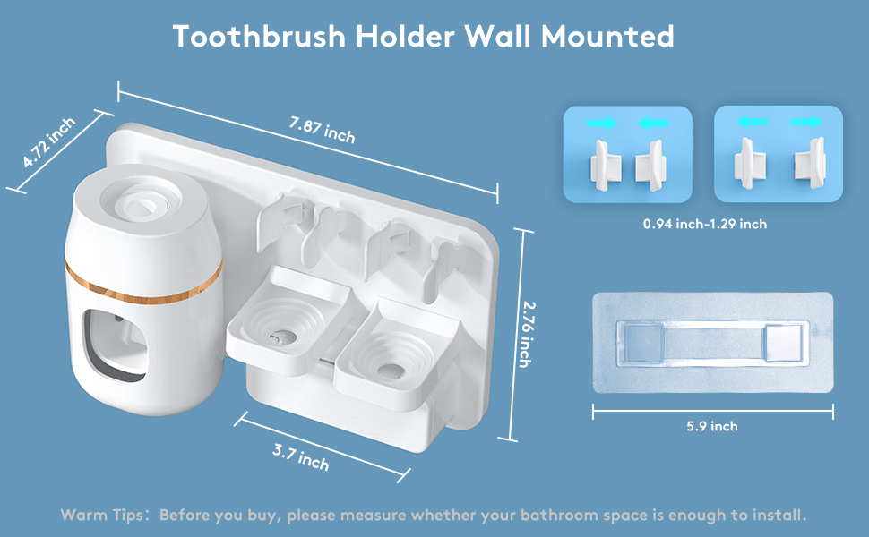 Toothpaste Dispenser, Versatile Toothbrush Holder for Bathroom Wall