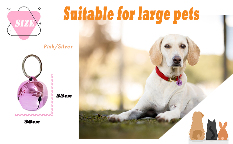 Large Dog Bells, Collar Loud Bells, Pet Tracker & Training, Handmade Metal(Silver) 8 Pet Tracker