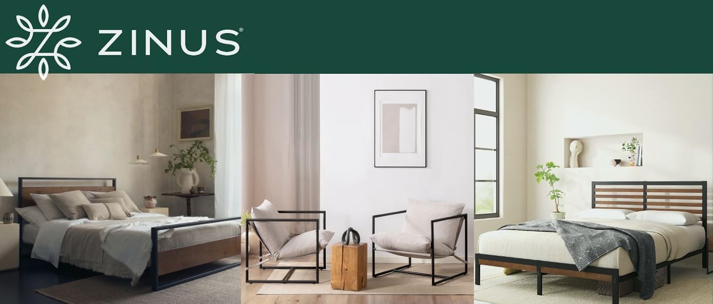 Zinus Lorelai Double Bed frame Bed 135x190 cm 36 cm Height with