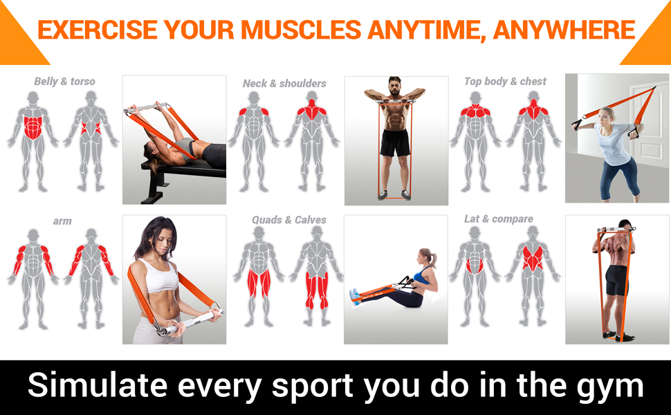 Home Gym Resistance Band Bar set