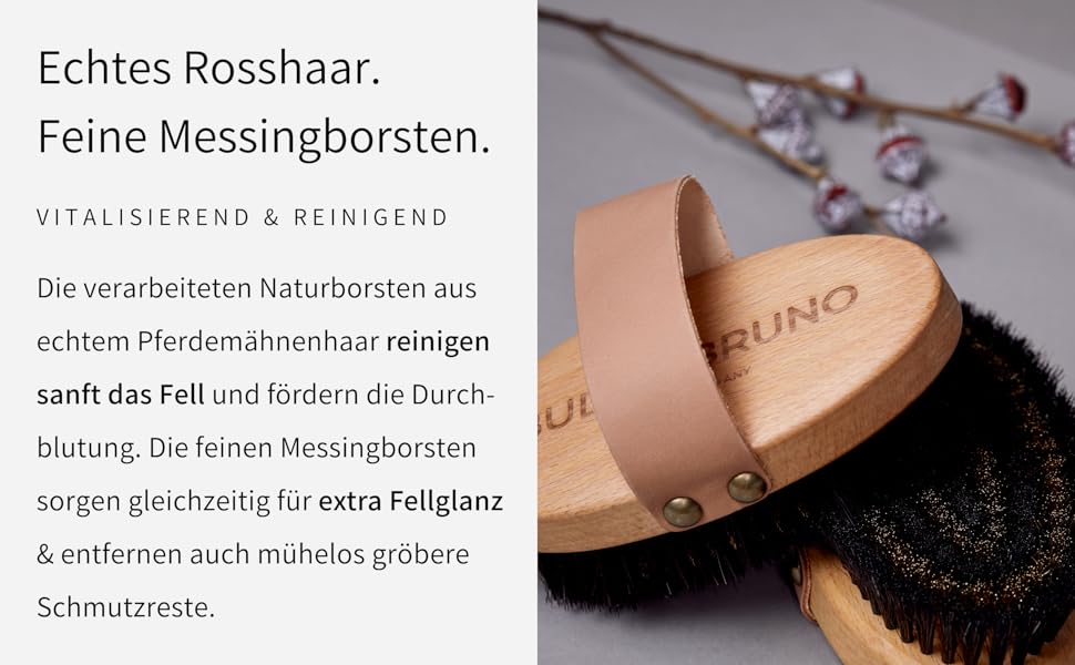 BUDDY BRUNO Hundebürste Kurzhaar mit 100% Naturborsten, Striegel für tägliche Fellpflege