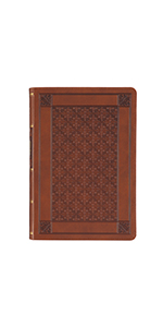 Diamond Honey-brown Faux Leather Full-size Giant Print King James Version Bible with Thumb Index