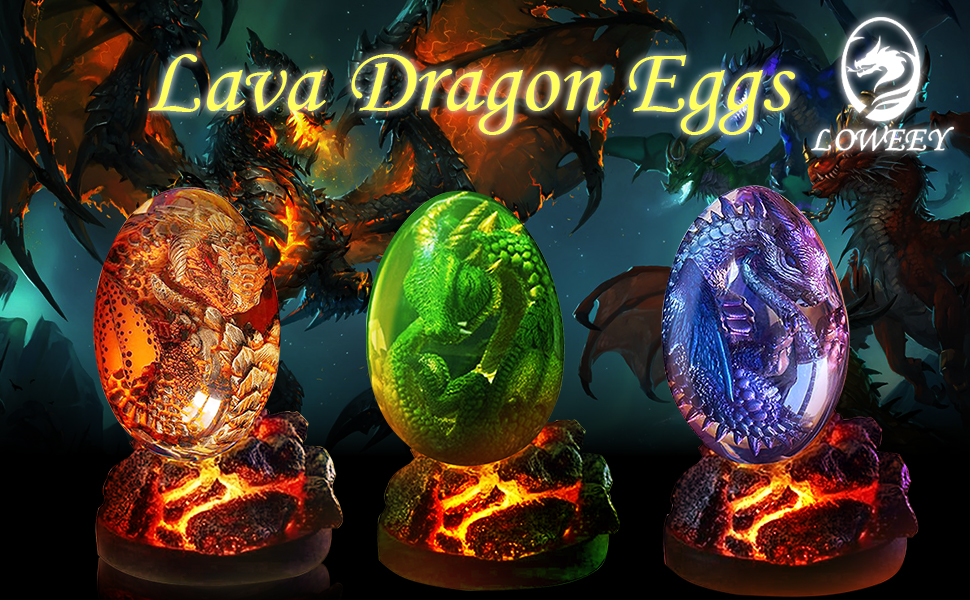 Lava Dragon Eggs with Base Ornaments,Crystal Transparent