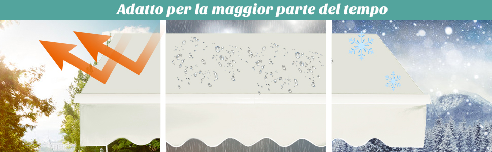 COSTWAY Tenda Da Sole Per Esterno Avvolgibile, Tenda Da Sole A Bracci Estensibili Con Telaio In Alluminio E Tettuccio Resistente Al Sole E Impermeabile E Manovella (250 X 200 Cm, Blu) 12 1