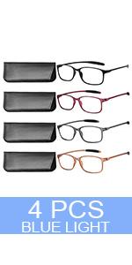 4 Pack Reading Glasses Blue Light Blocking Glasses Women Men Computer Readers
