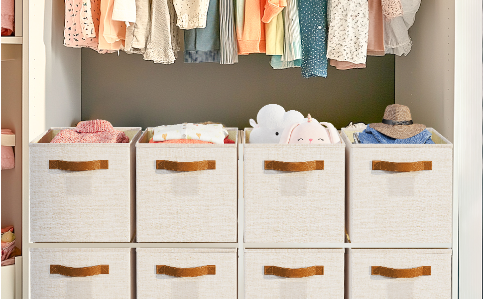 13"x13" Cube Boxes, Cube Storage Bins with Handles for