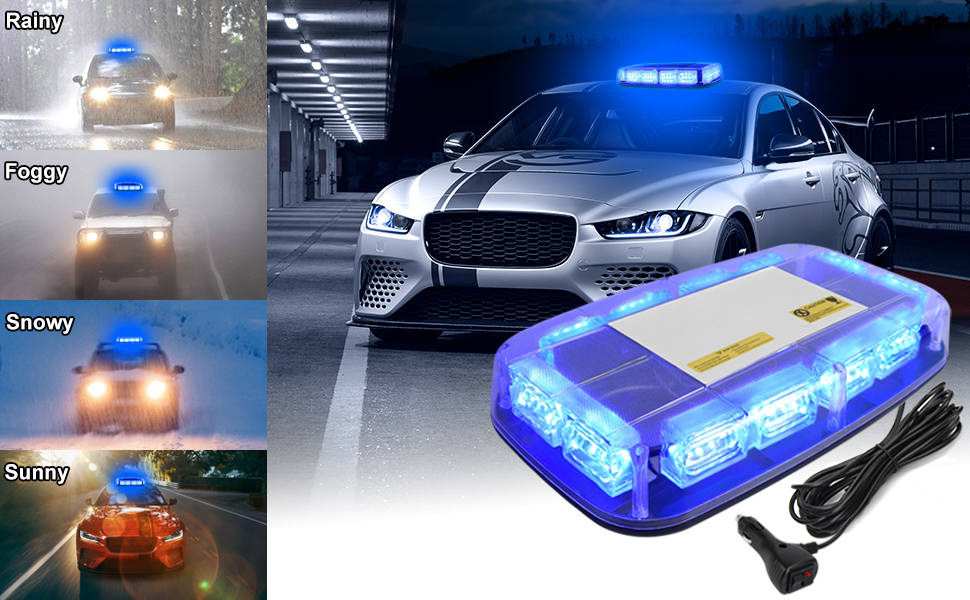 I LITTON Blue Flashing Beacon Light, 48LED Blue Strobe Light with